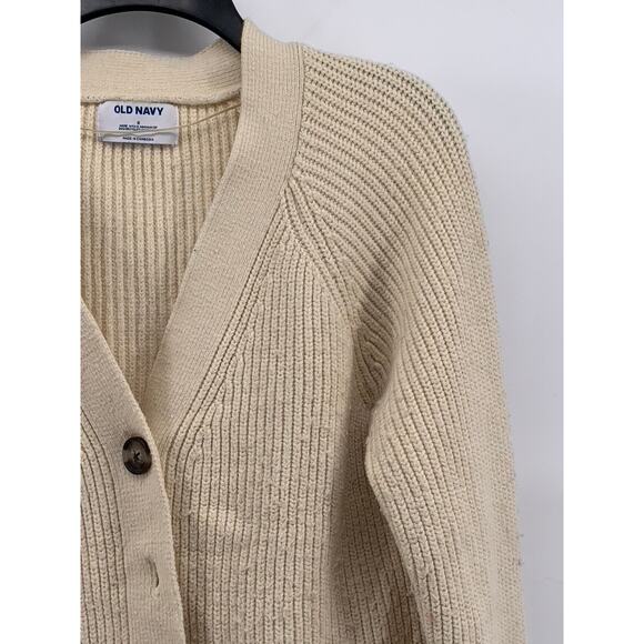 OLD NAVY Women's Beige Ribbed Button-Up V-Neck Long Sleeve Cardigan SZ S - Picture 5 of 10